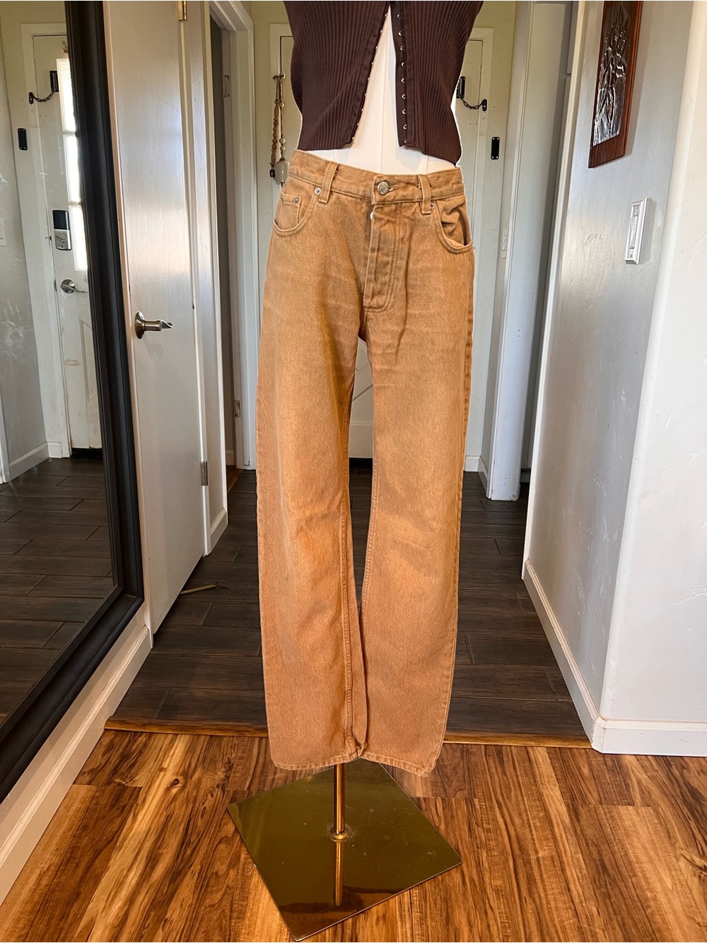 Helmut Lang Straight Jeans in Tan